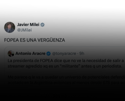 Javier Milei atacó a FOPEA en X.